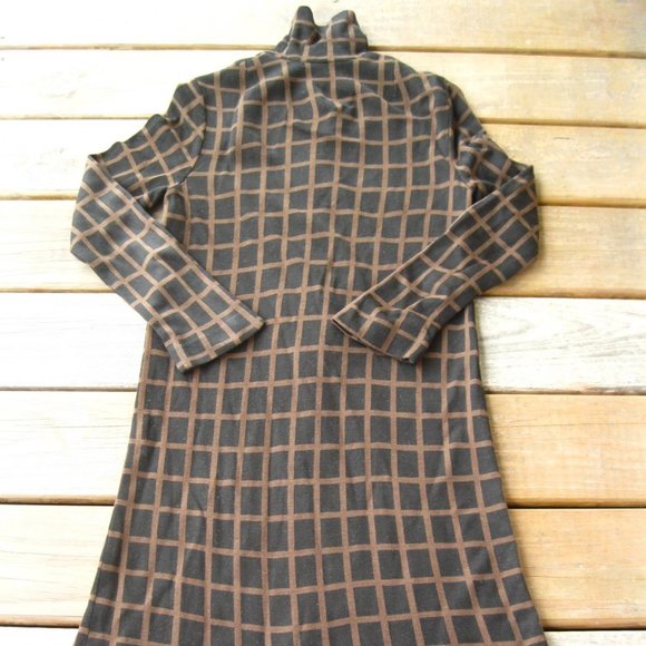 VTG Marimekko 1970s Dress Windowpane Brown Black - Picture 4 of 6